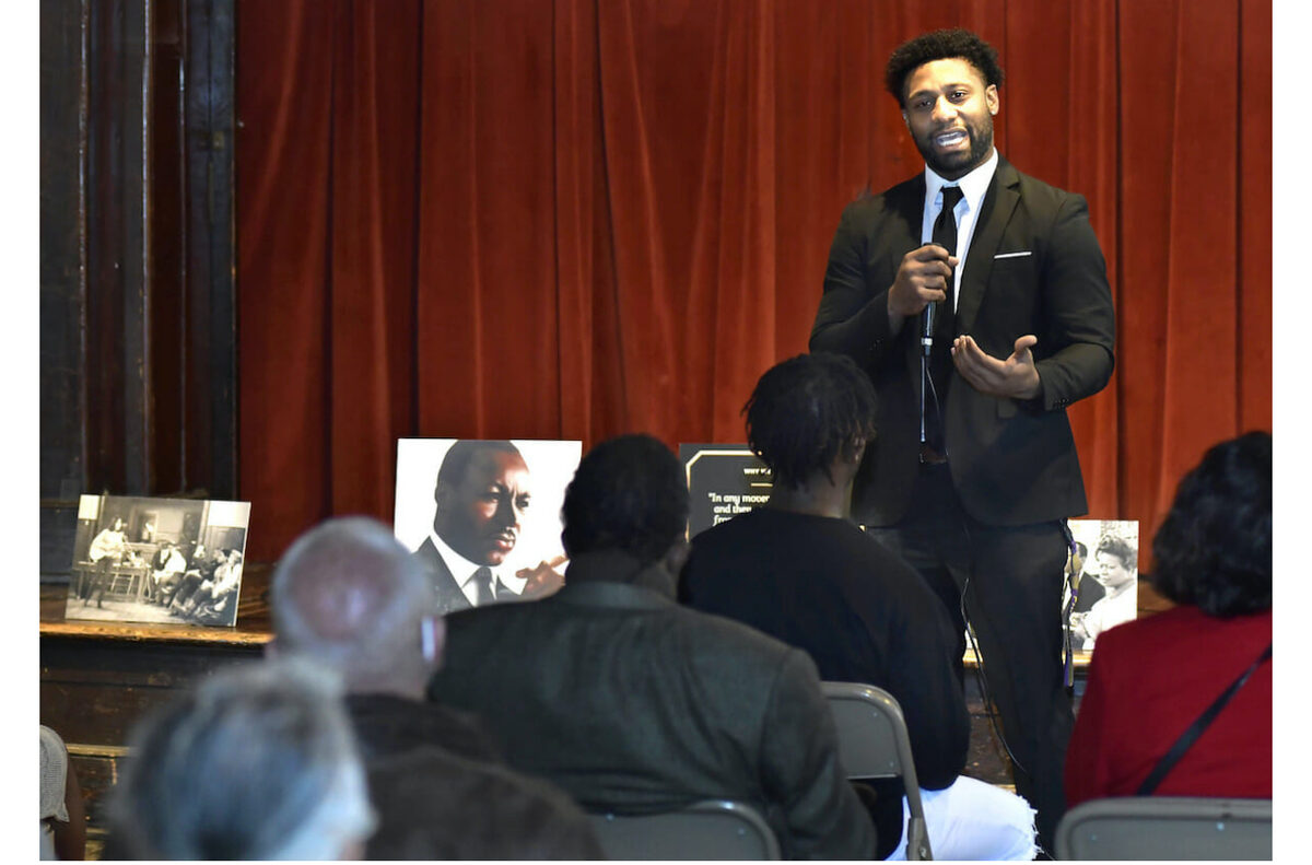 Willie Turral delivering the keynote address at Penn Center's MLK celebration